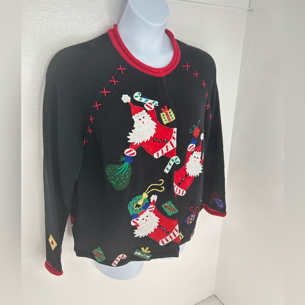 Tiara International Vintage Ugly Christmas‎ Sweater Womens Large Holiday Santa - Picture 3 of 15